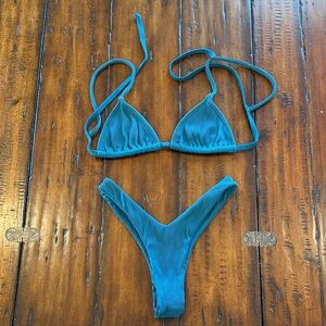 Teal Triangle Bikini Set